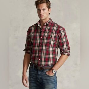 🐴 RALPH LAUREN MEN’S RED PLAID BUTTON DOWN OXFORD SHIRT SIZE XL🐴